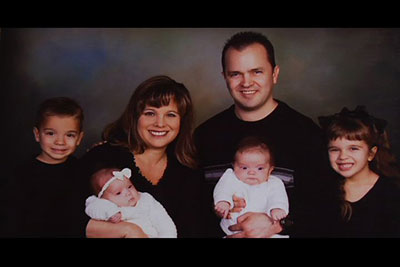 The Nichols Family: Stephanie and David, with IUI twins Caleb and Alexis, and IVF twins Brayden and Sierra.